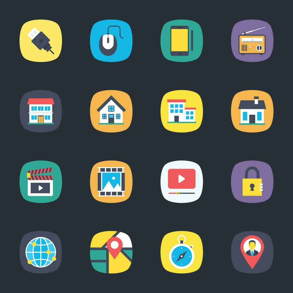 Pack of Estate Flat Icons vector