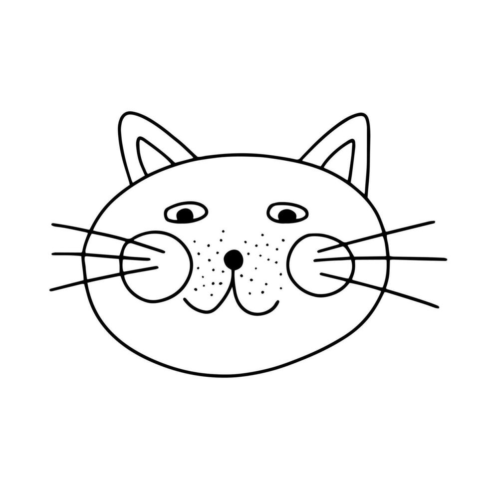 Doodle cat character face vector illustration