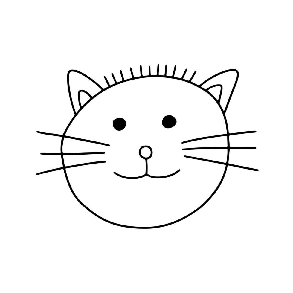 Doodle cat character face vector illustration