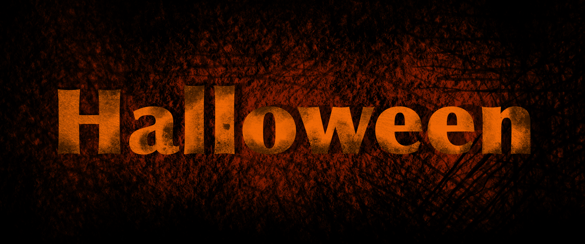 Halloween banner template on black and orange background with scratches. Spooky Halloween website, background or banner template psd