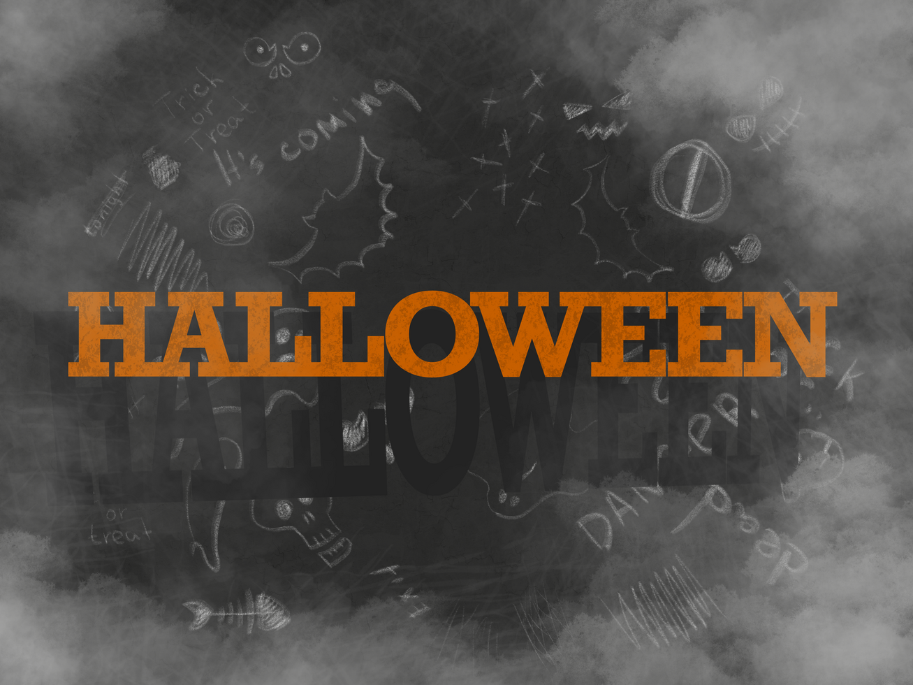 Halloween banner template on black background with scratches and graffiti on the wall. Spooky Halloween website, background or banner template psd