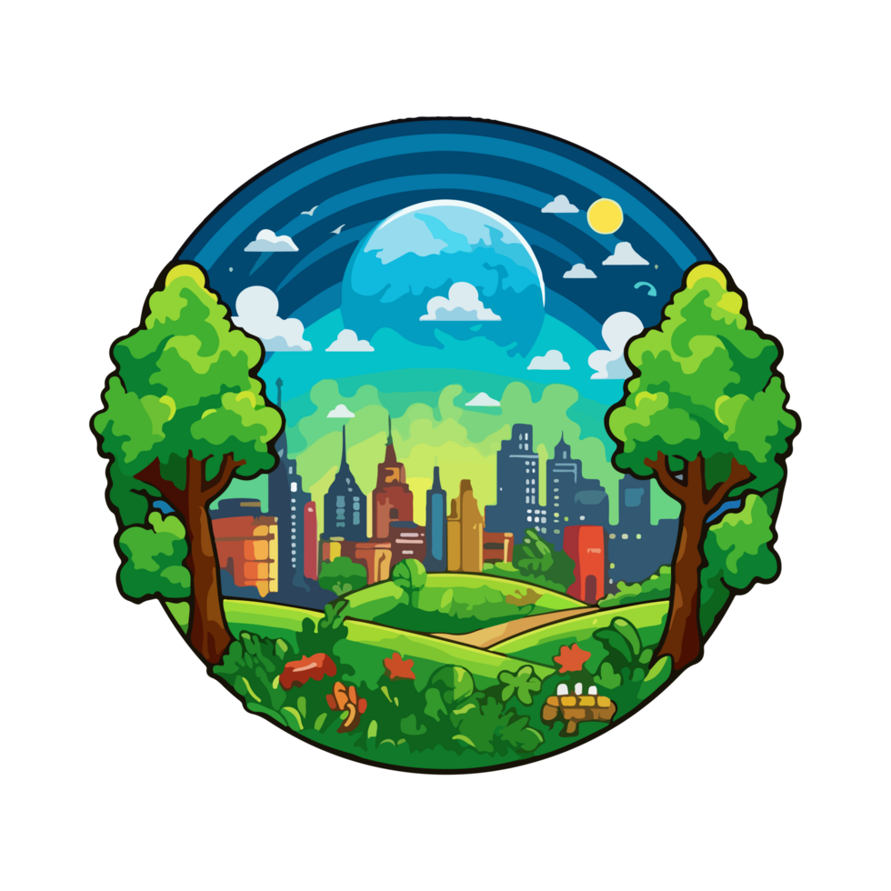 Road building cartoon trees  Generative Ai png