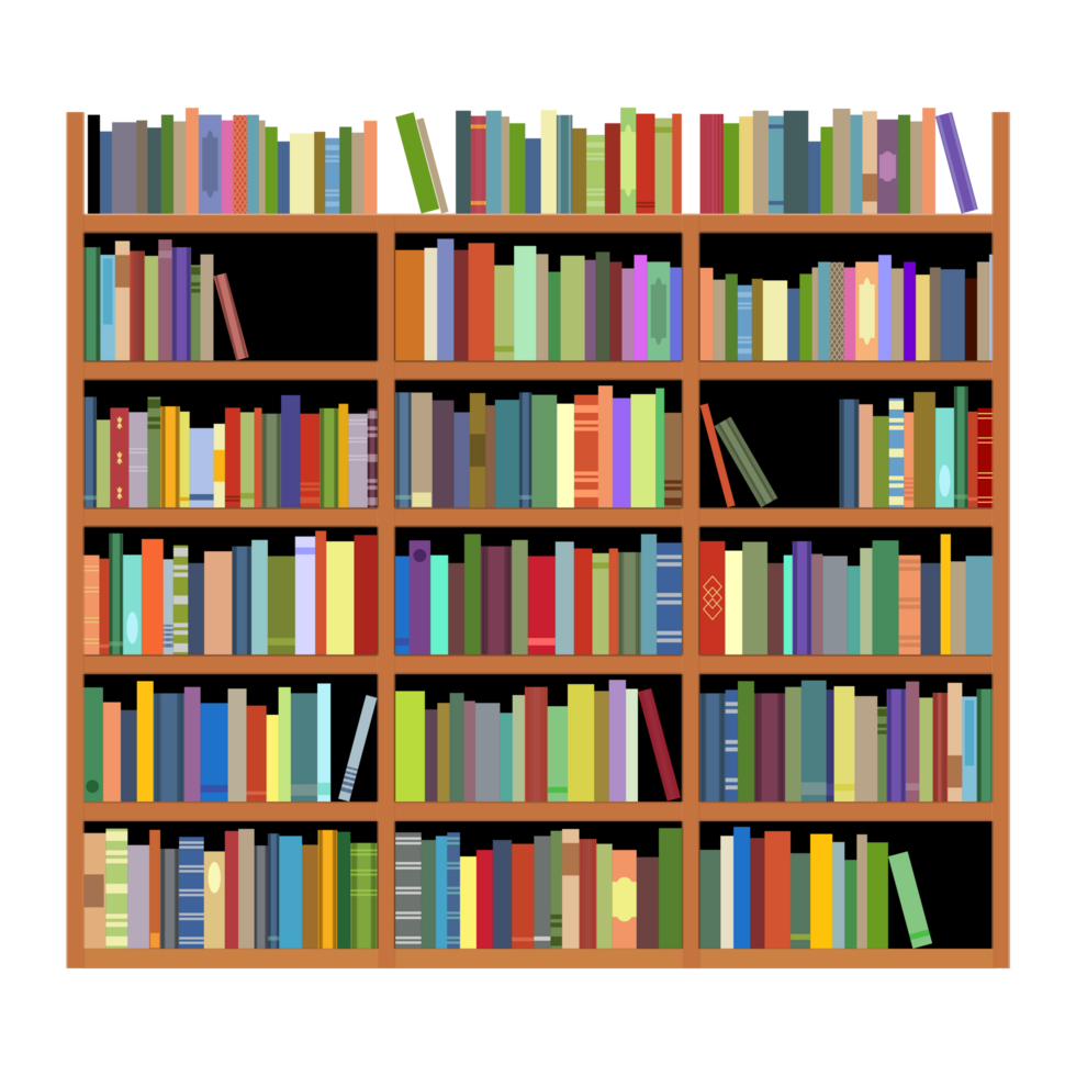 Wooden Bookshelf Generative Ai png