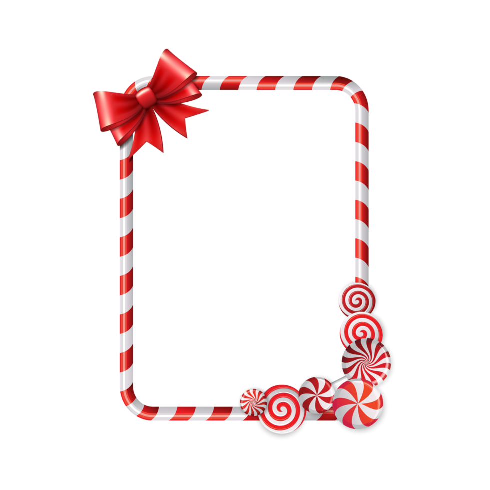 candy cane rectangle border Generative Ai png