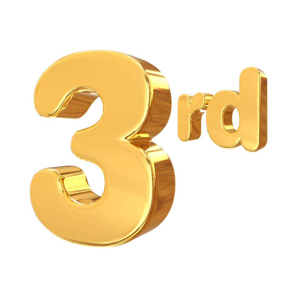 Gold 3rd happy anniversary 3d render Generative Ai png