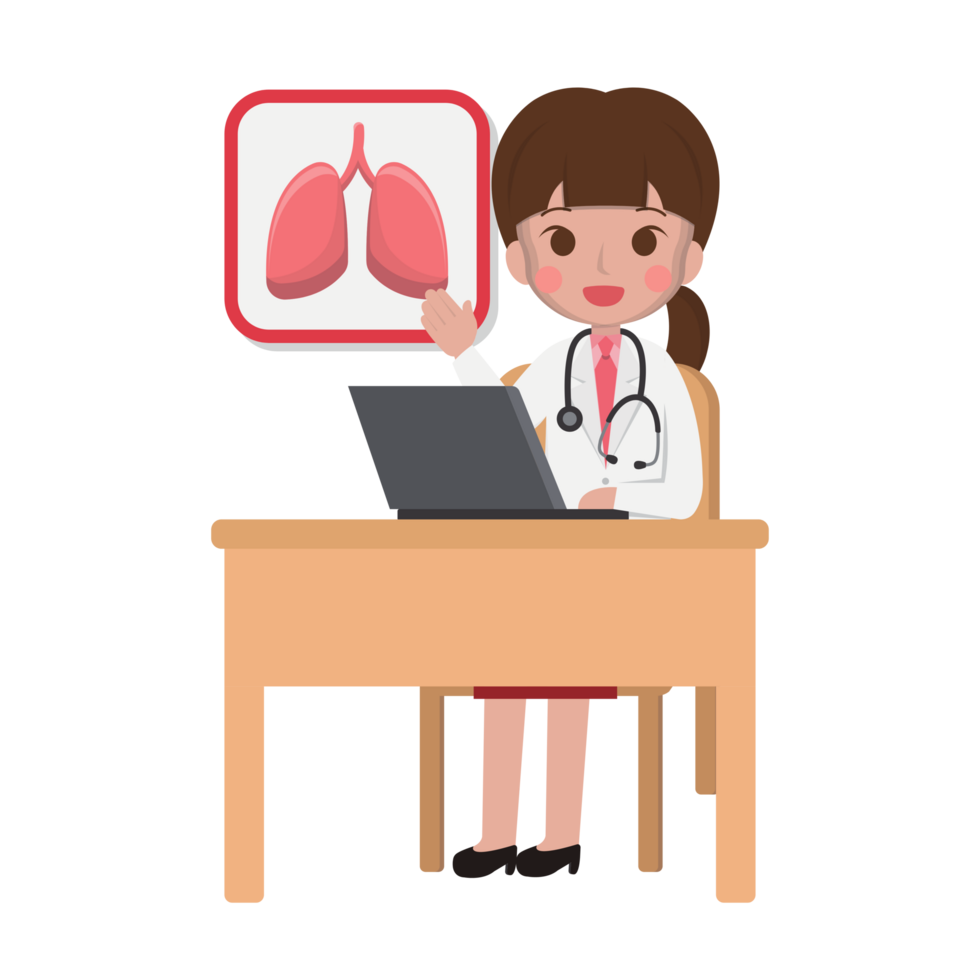 Doctor Working At Desk Cartoon  Generative Ai png