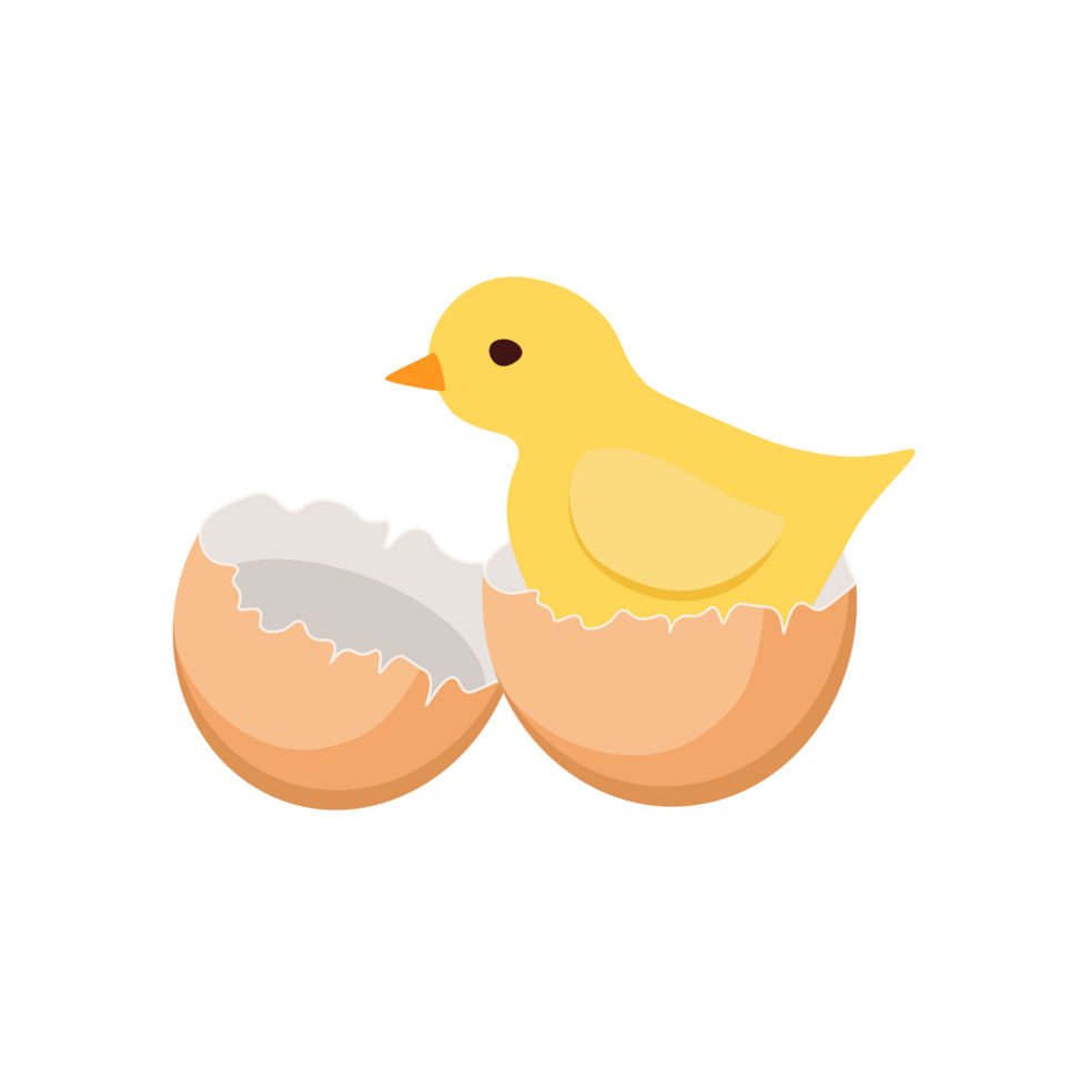 une mignonne peu poussin dans une fissuré Oeuf génératif ai png