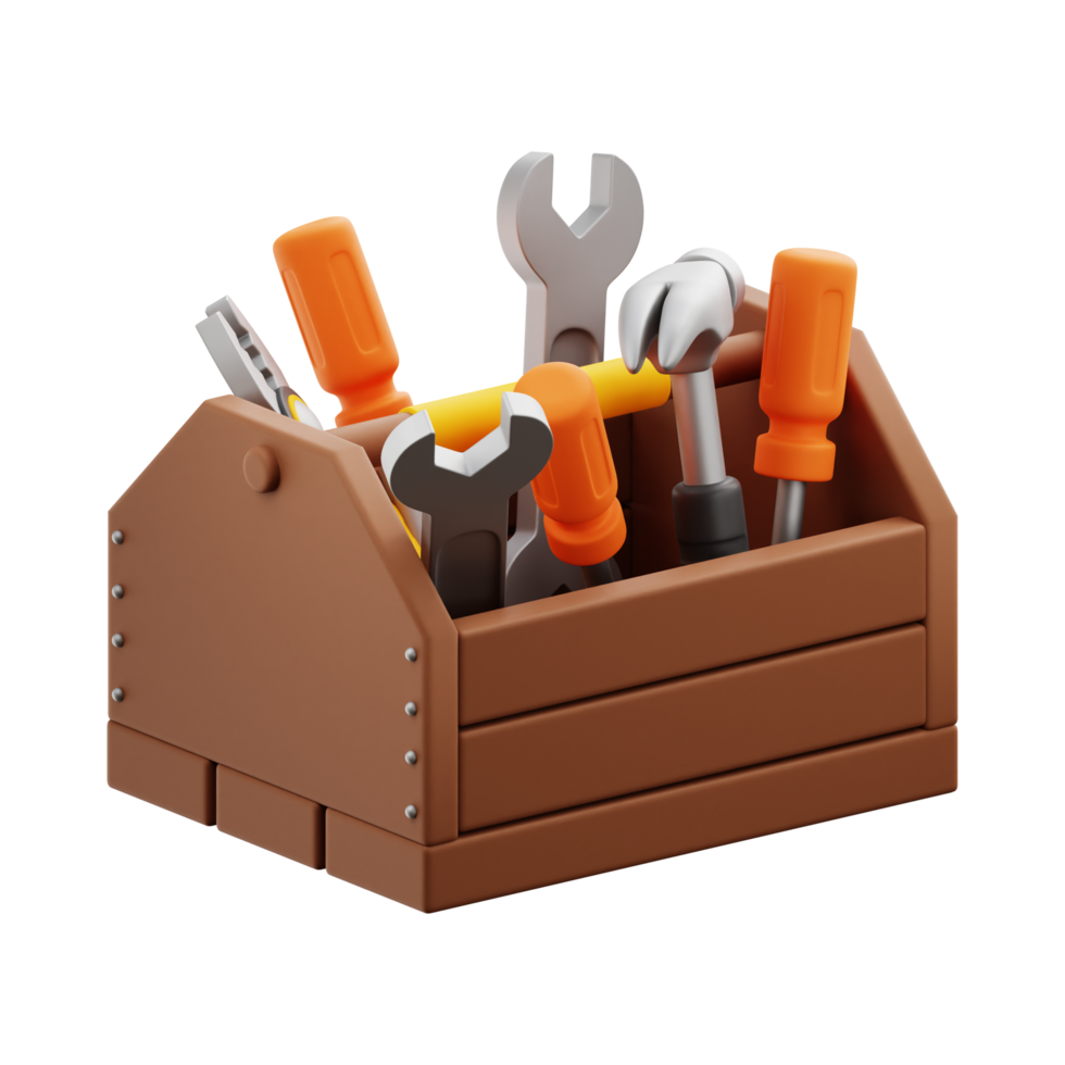 wooden tool box Generative Ai png