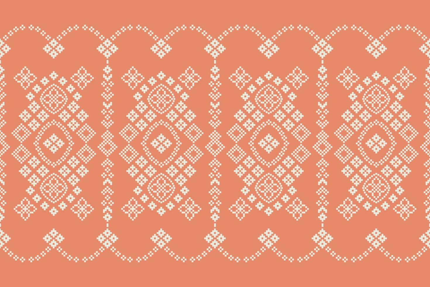 Ethnic geometric fabric pattern Cross Stitch.Ikat embroidery Ethnic oriental Pixel pattern rose gold pink background. Abstract,vector,illustration. Texture,frame,motifs,silk,valentine pink wallpaper. vector