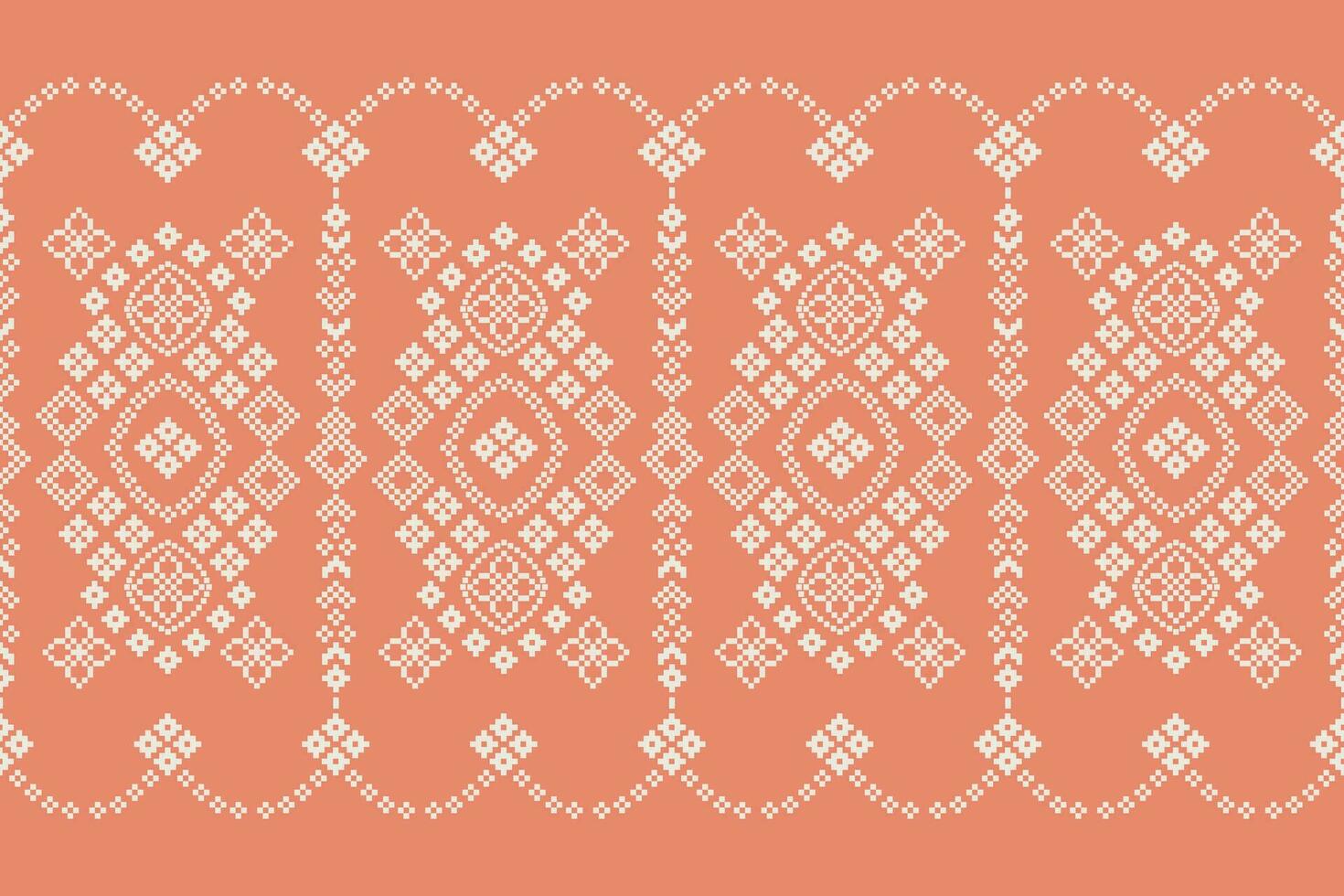 Ethnic geometric fabric pattern Cross Stitch.Ikat embroidery Ethnic oriental Pixel pattern rose gold pink background. Abstract,vector,illustration. Texture,frame,motifs,silk,valentine pink wallpaper. vector