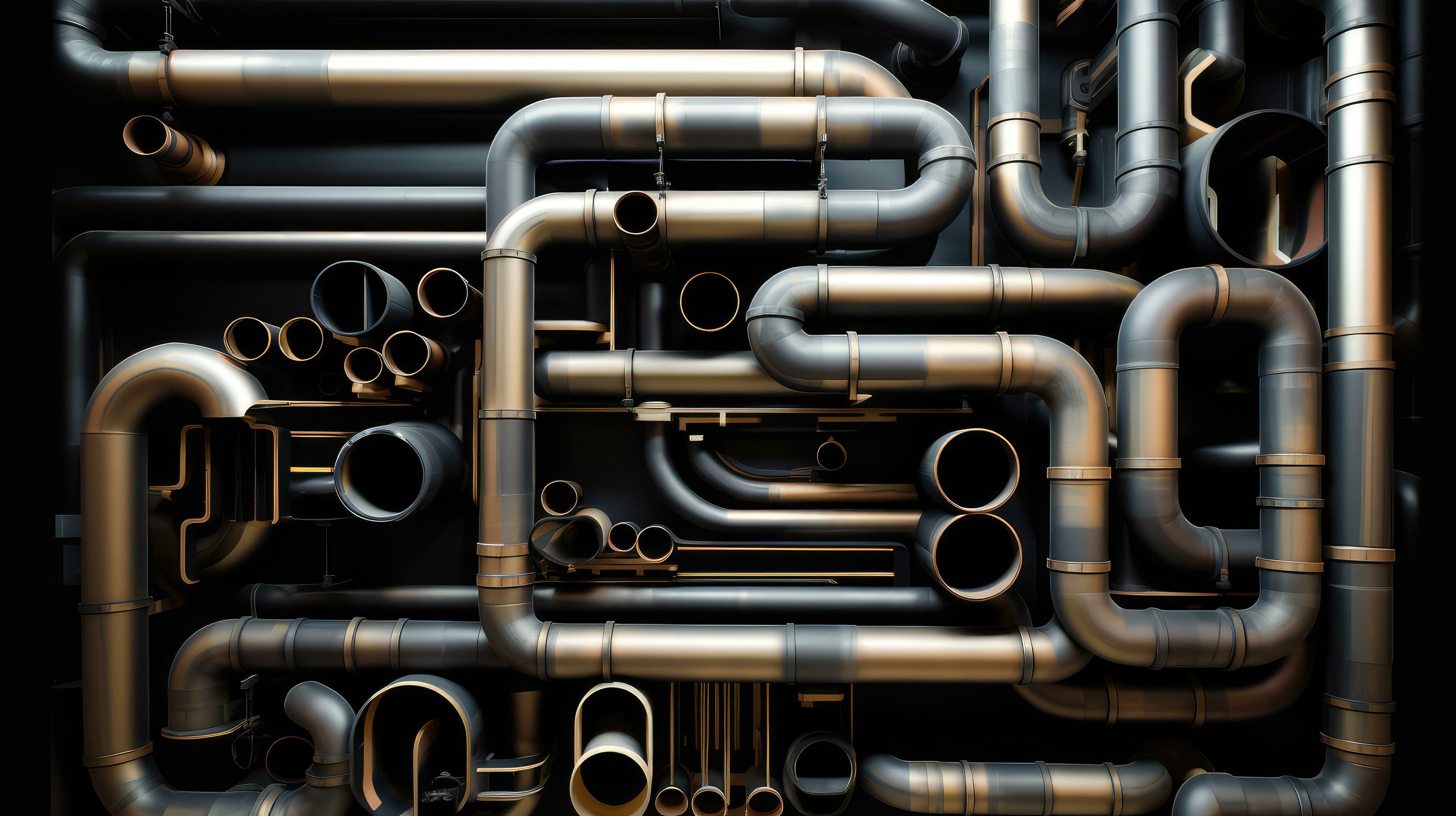 Interlacing of engineering pipes. Generative AI 27730857 Stock Photo at