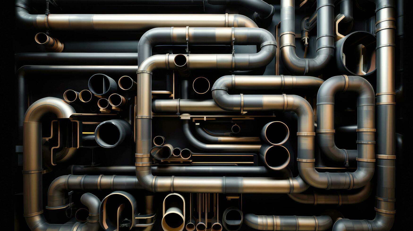 Interlacing of engineering pipes. Generative AI photo