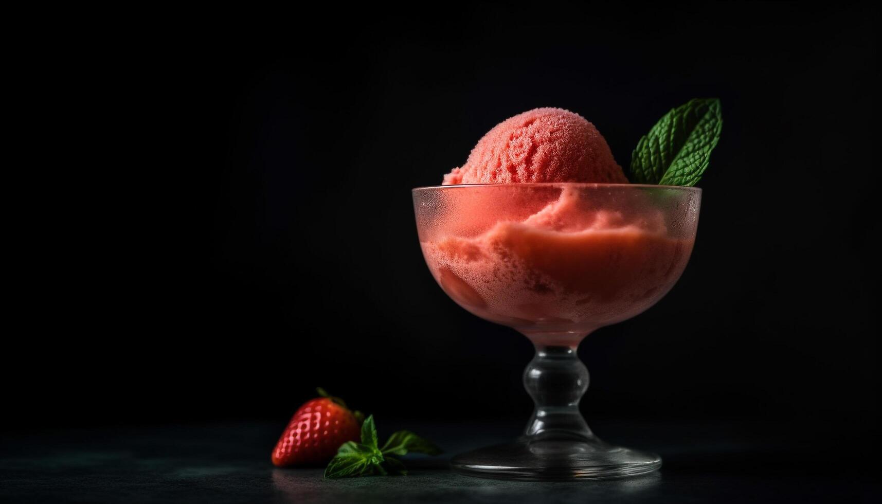 Refreshing summer dessert strawberry ice cream with raspberry sorbet generated by AI photo