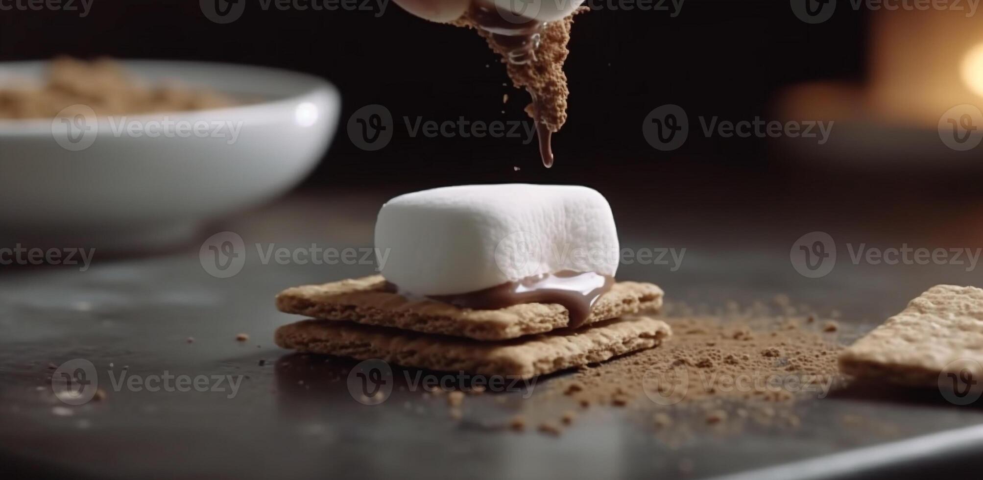 Freshly baked homemade chocolate chip cookies on a wooden table   generated by AI photo