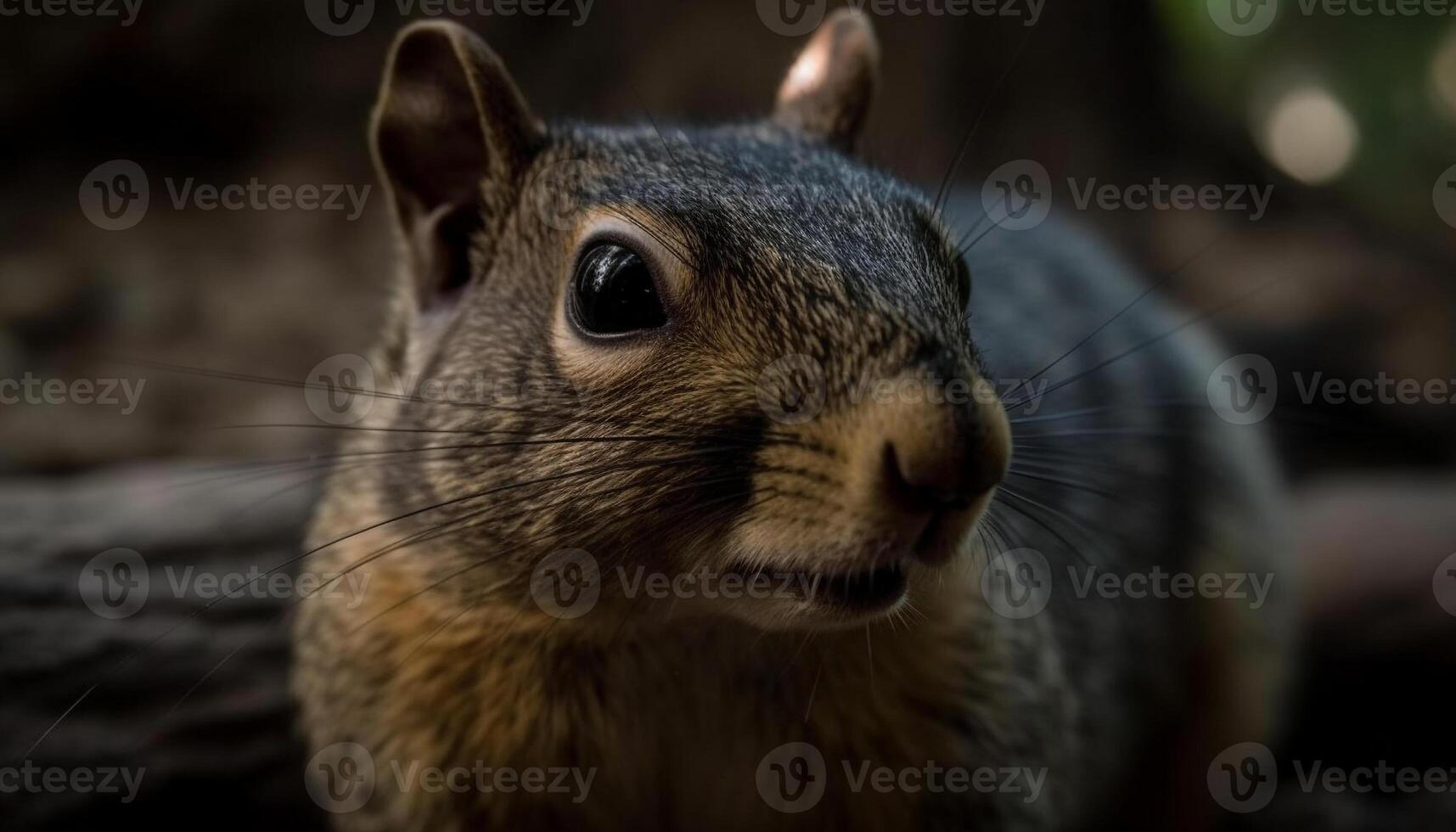 Cute fluffy rabbit sitting outdoors, looking at camera with alertness generated by AI photo