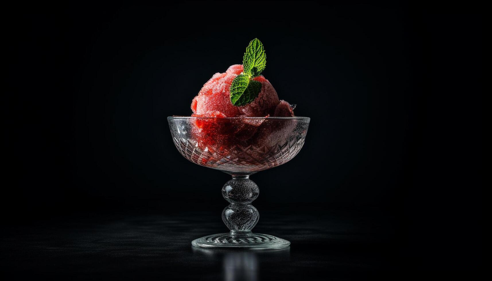 Freshness and sweetness in a bowl of gourmet ice cream generated by AI photo