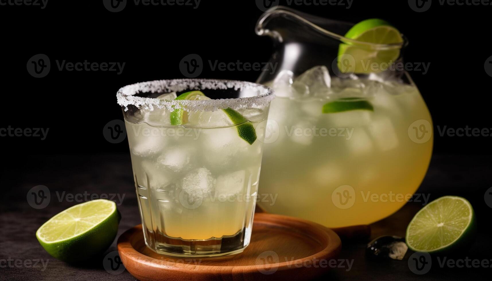 Refreshing lime mojito cocktail with citrus fruit and mint leaf generated by AI photo