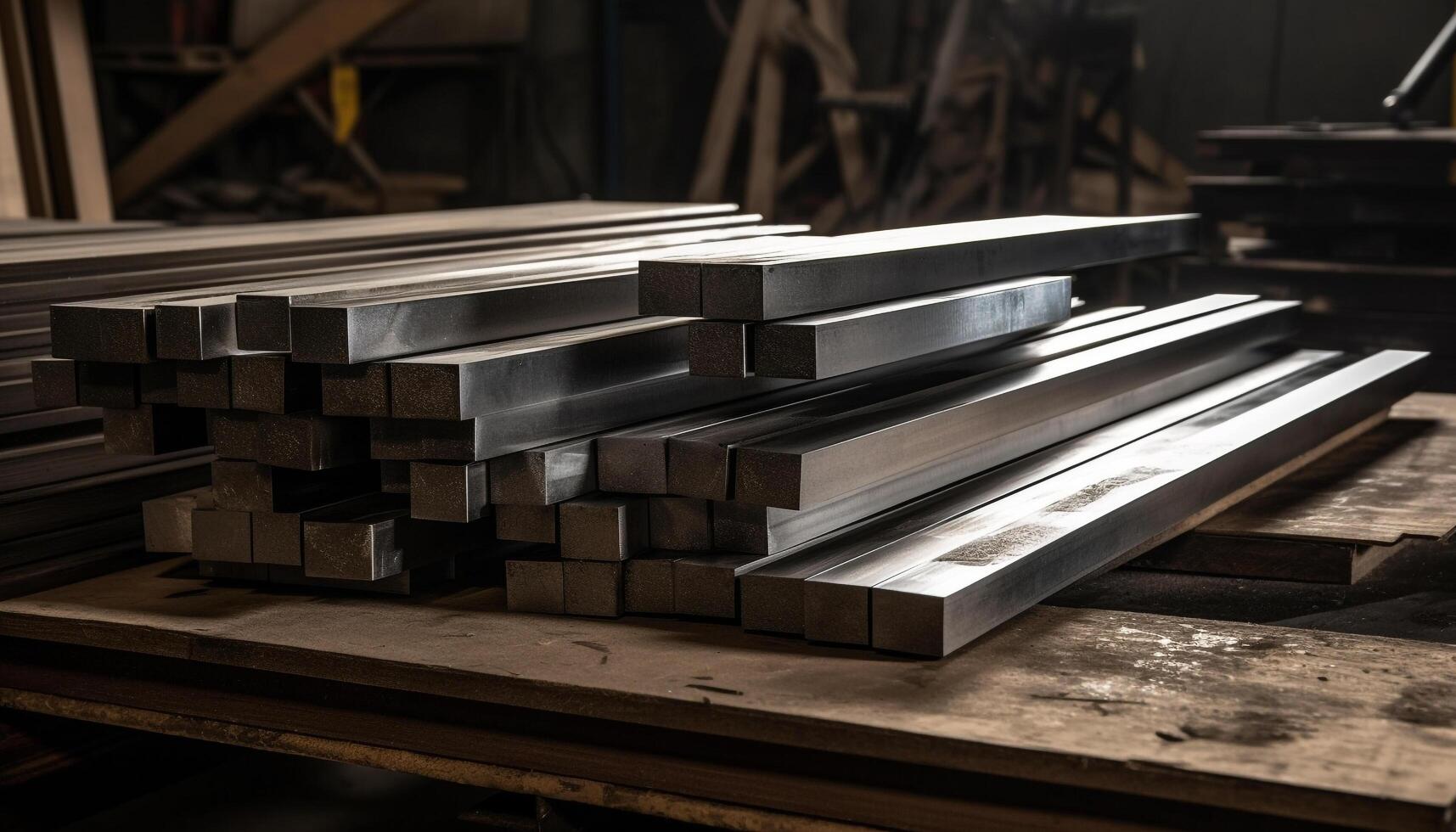 Wood and metal industry manufacturing equipment in a construction workshop generated by AI photo