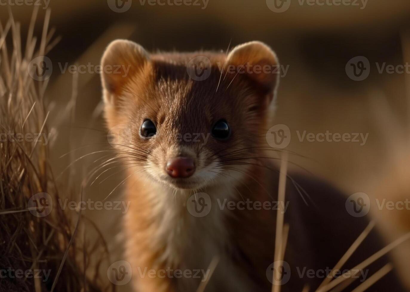 Cute mammal, small and fluffy, looking at camera with curiosity generated by AI photo