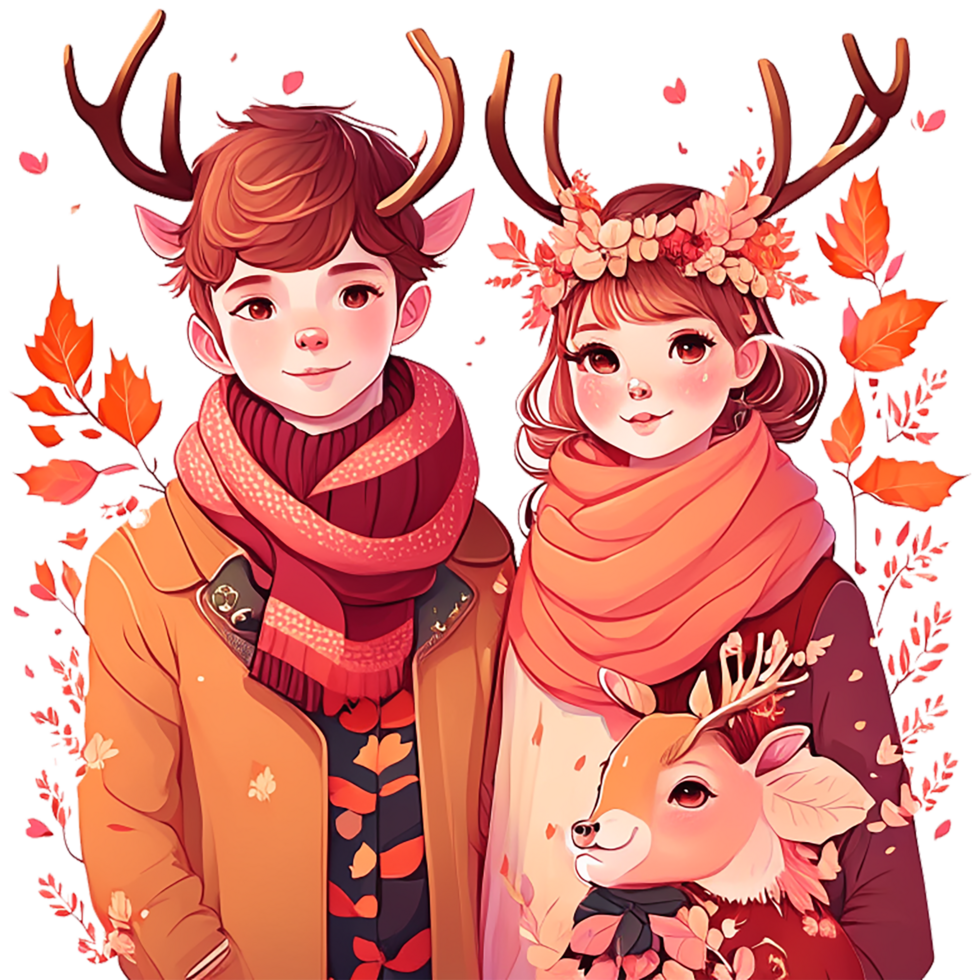 ancien mignonne couple bébé pour l'automne hiver . ai génératif png