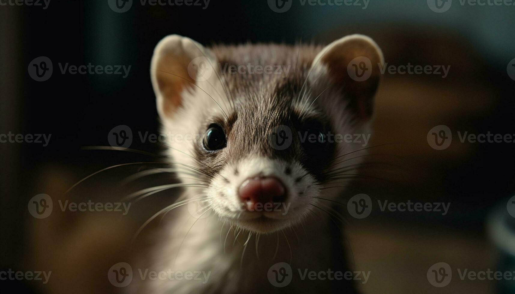 Cute small mammal, furry and fluffy, staring with curious eyes generated by AI photo