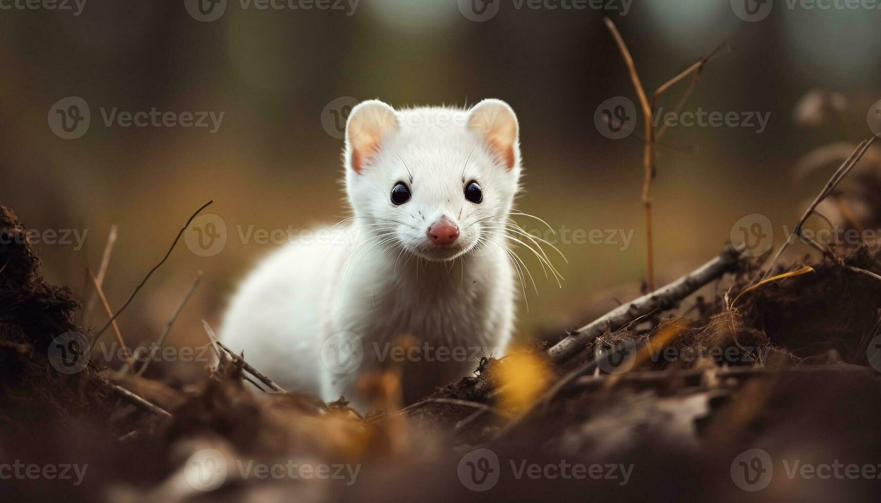 Cute mammal sitting in grass, looking at camera with curiosity generated by AI photo