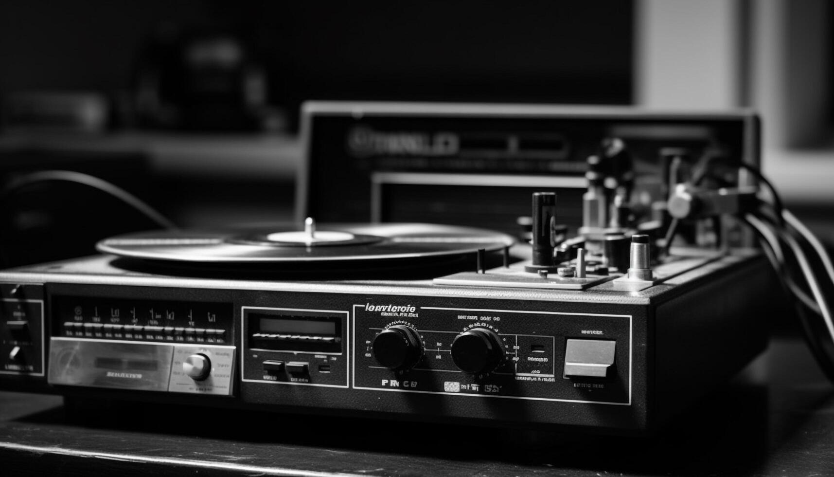 Retro style turntable mixing old fashioned hip hop in a nightclub generated by AI photo