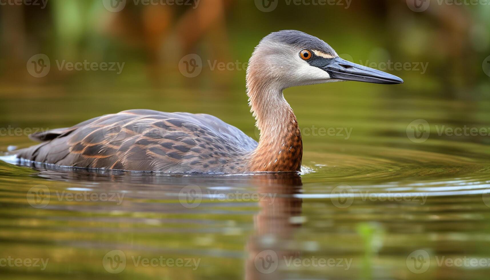 A beautiful mallard duck in a tranquil pond, surrounded by nature generated by AI photo