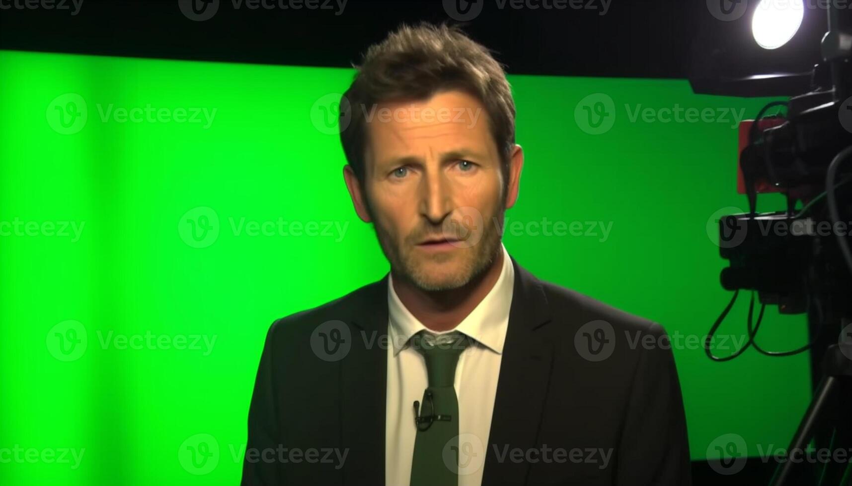 A confident businessman in a suit looking at the camera generated by AI photo