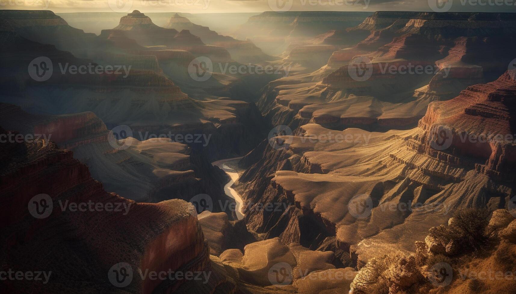 Majestic sandstone cliff, eroded rock formation, nature beauty in panoramic sunset generated by AI photo