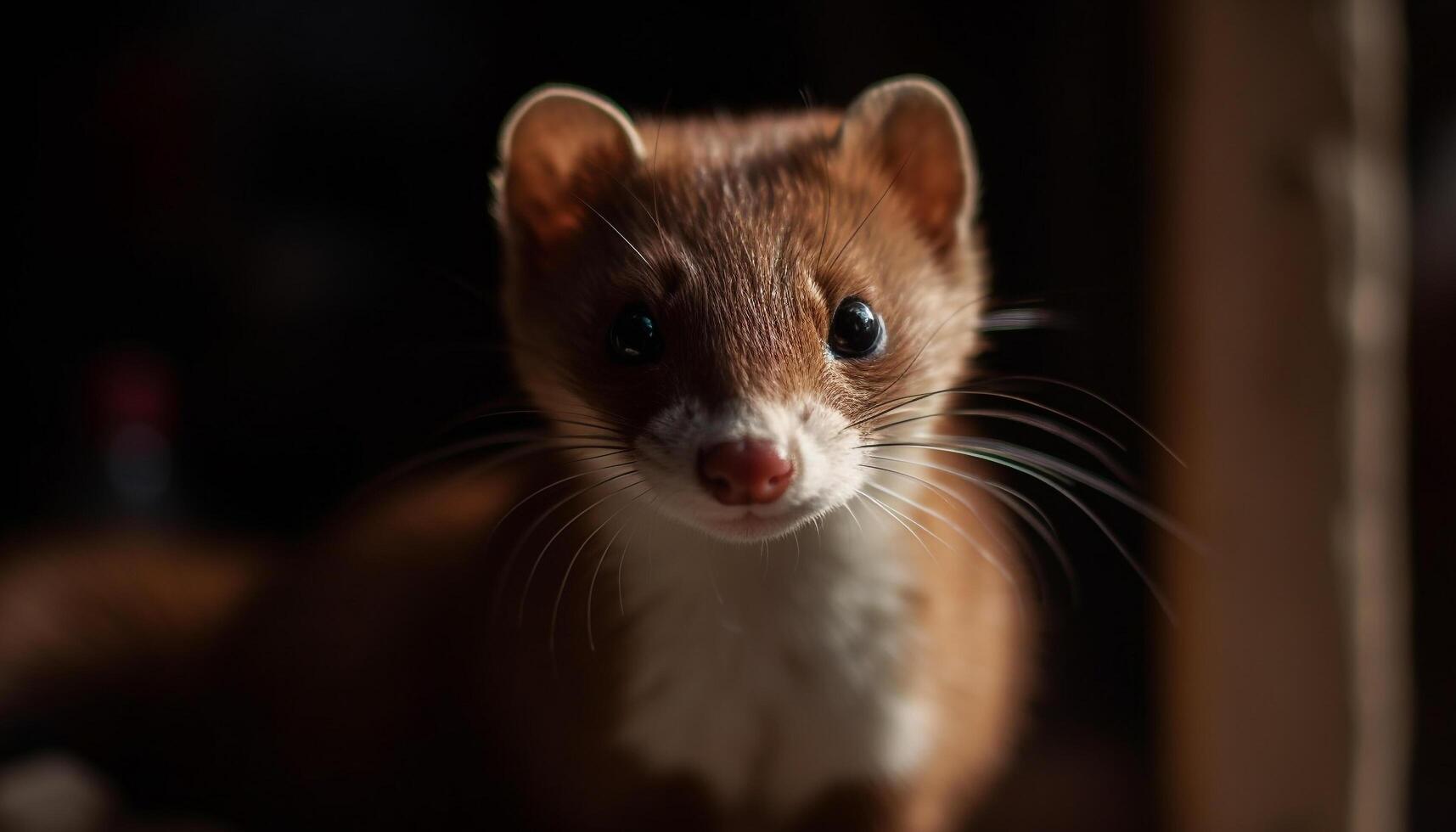 Cute small mammal, furry and fluffy, looking at camera curiously generated by AI photo
