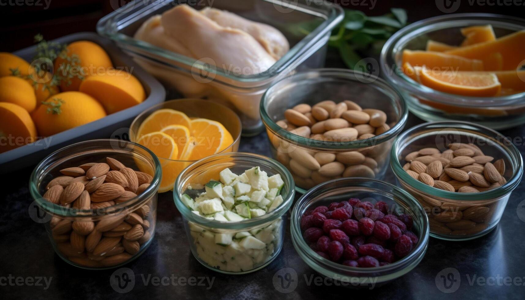 Freshness and variety in a healthy gourmet fruit dessert snack generated by AI photo