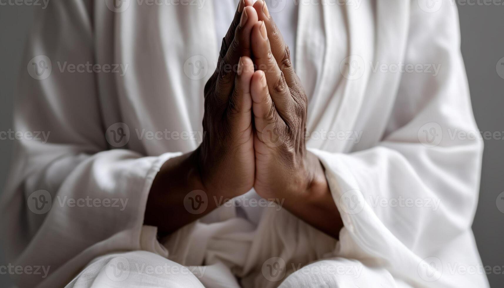 A serene person meditating, praying, finding harmony and relaxation generated by AI photo