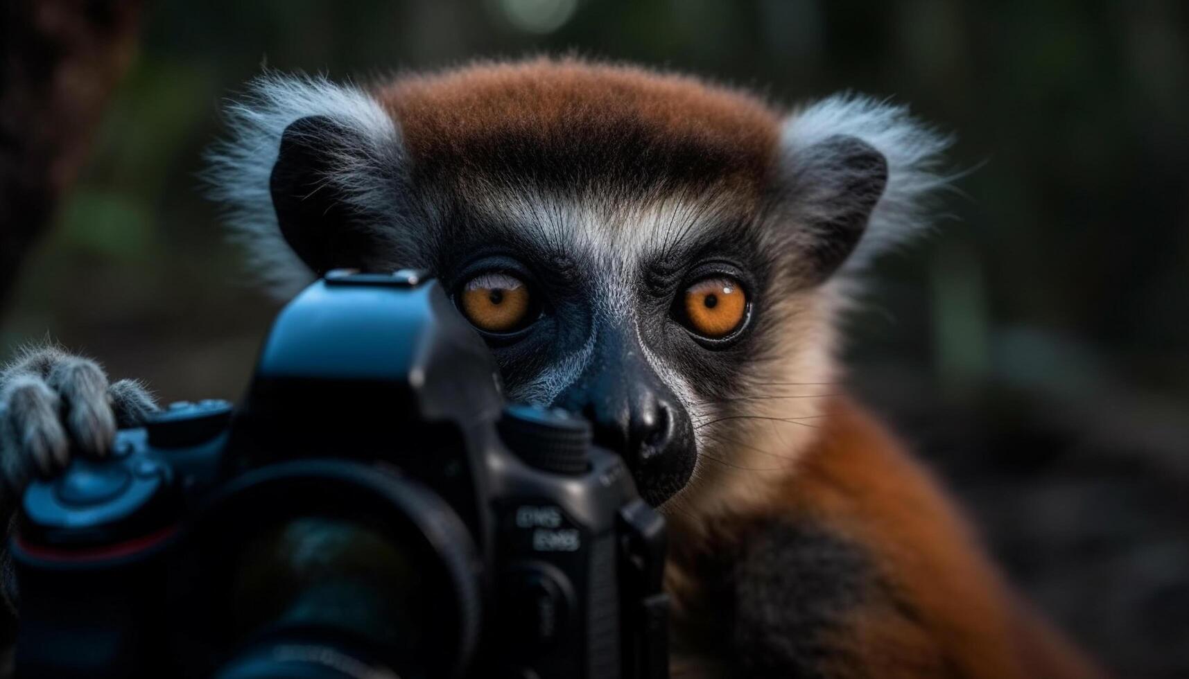 Close up of a cute lemur looking at the camera generated by AI photo