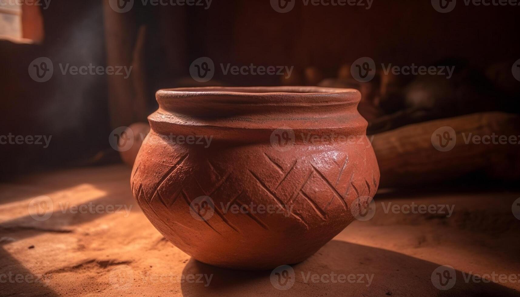 An ancient terracotta vase, a symbol of indigenous culture generated by AI photo