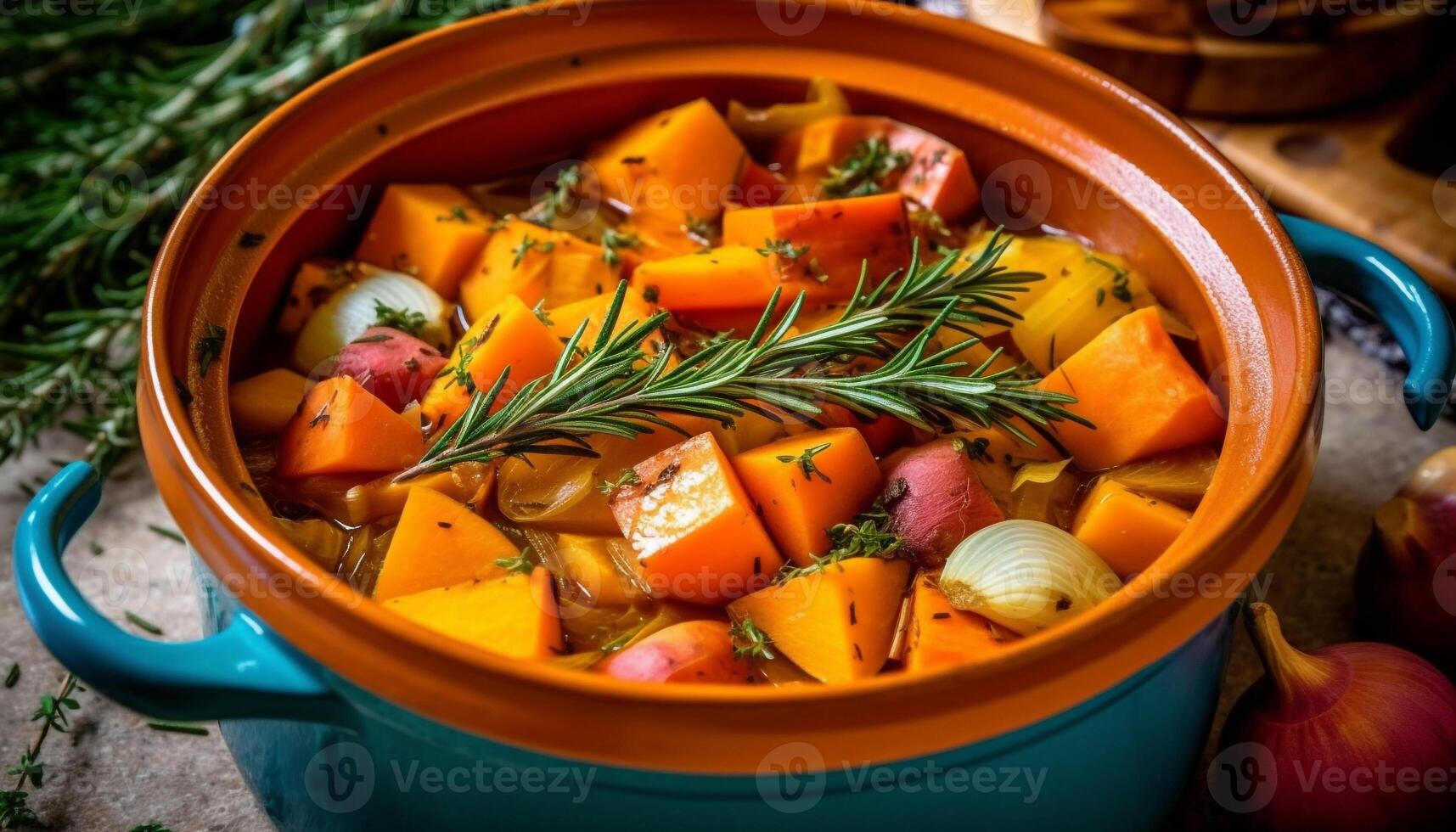Fresh, healthy vegetarian meal prepared with organic ingredients on wooden crockery generated by AI photo