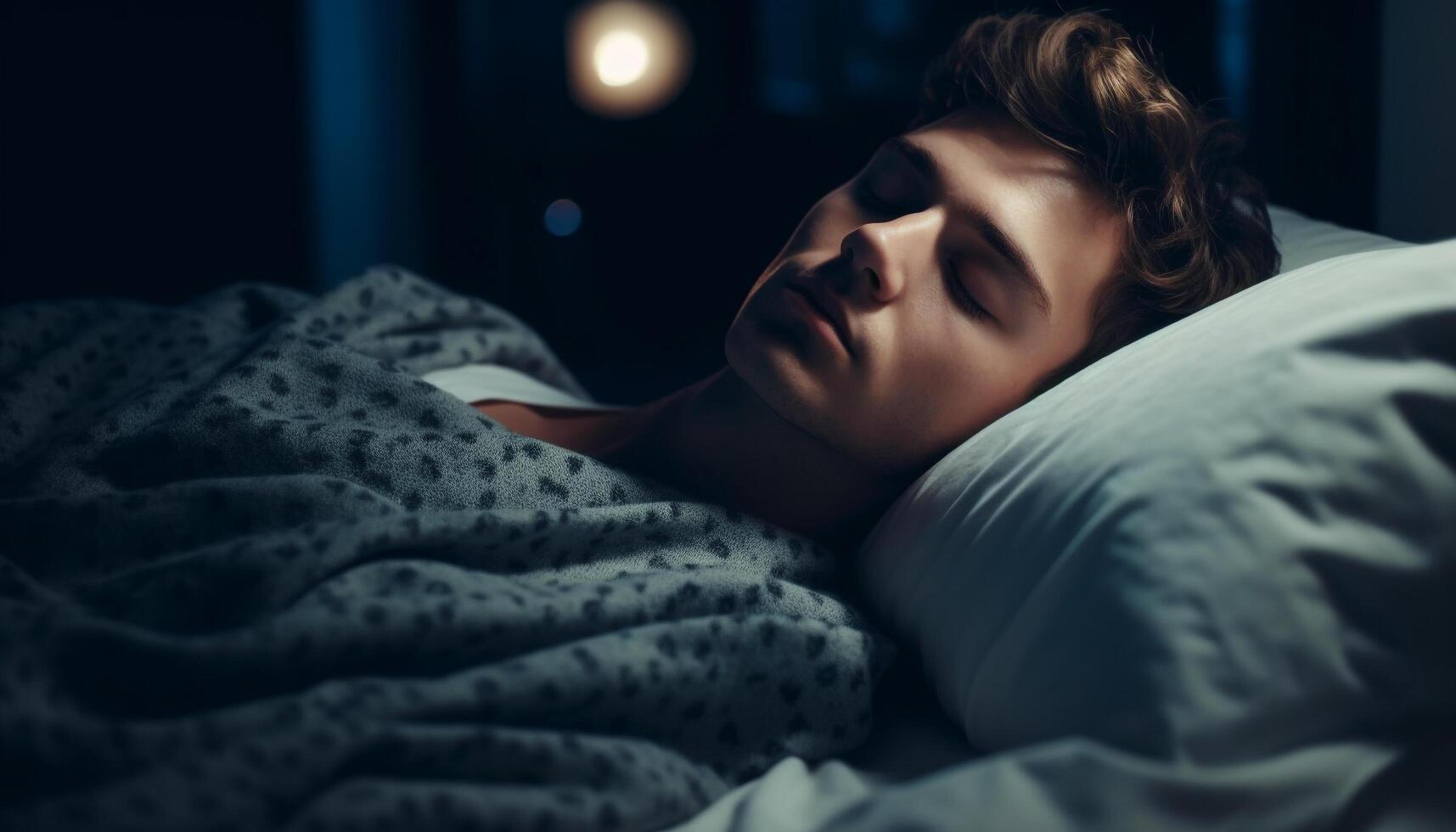 Young adults resting in a comfortable bedroom, enjoying peaceful solitude generated by AI photo