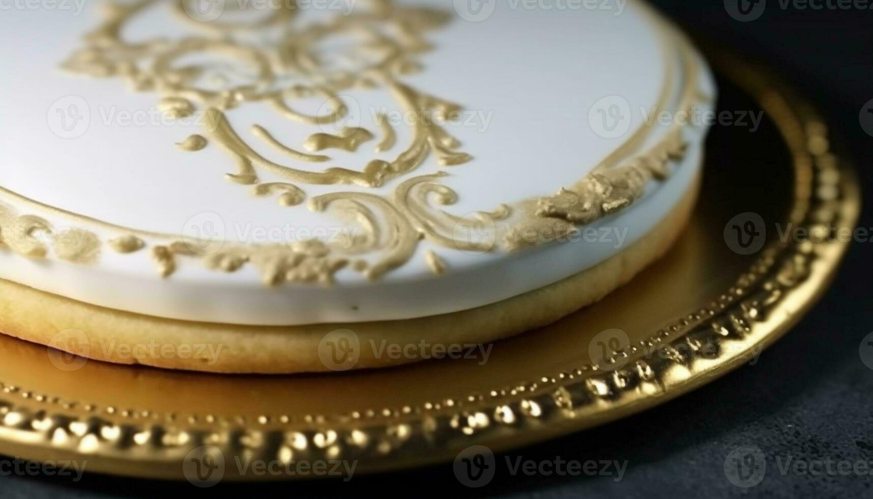 Homemade chocolate dessert on a gold plate, elegant and indulgent generated by AI photo