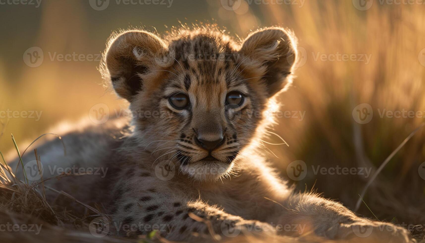 Majestic cheetah, wild beauty, spotted fur, nature fast hunter generated by AI photo