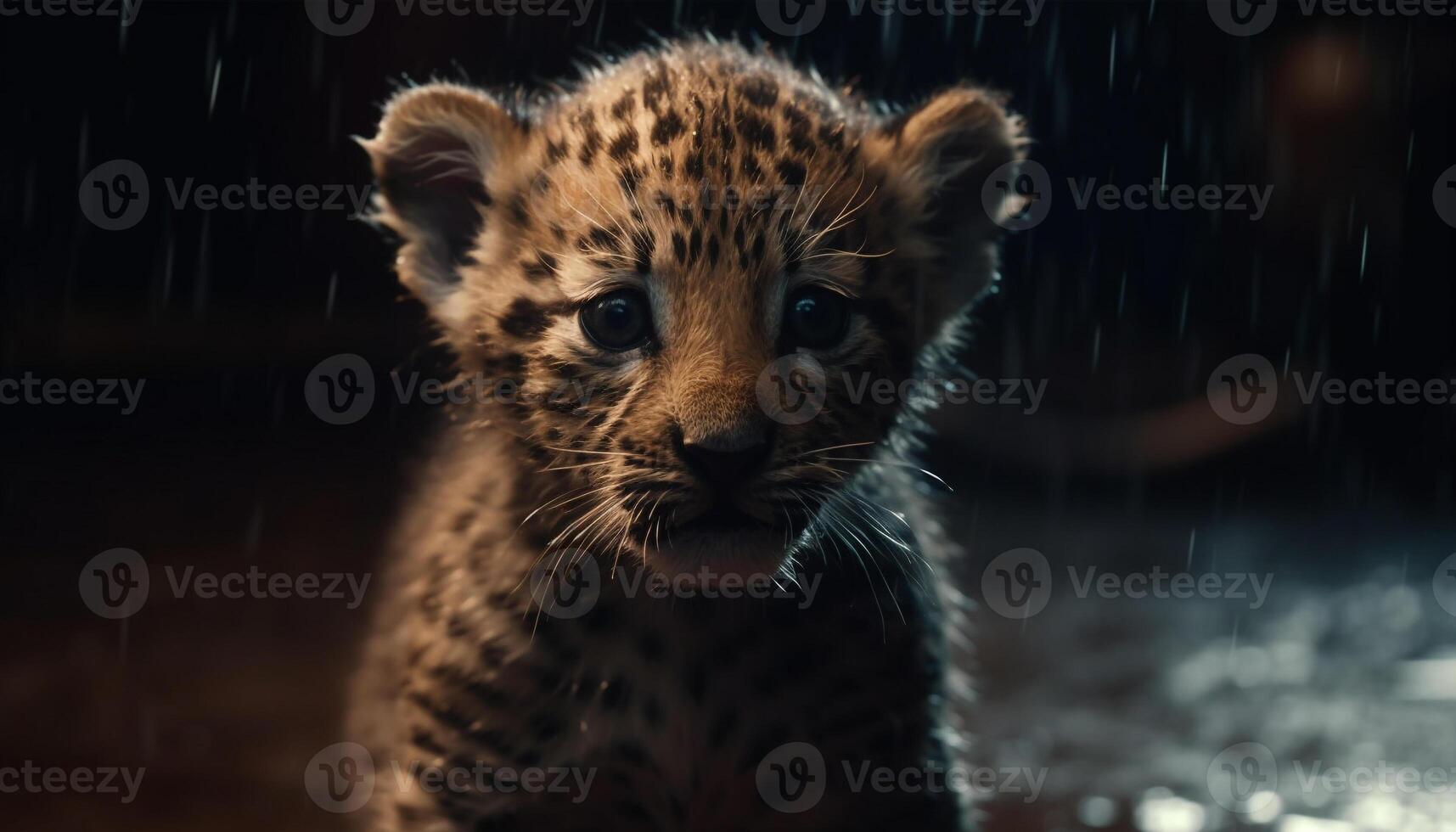 Cute feline staring, striped fur, walking in wildlife reserve generated by AI photo