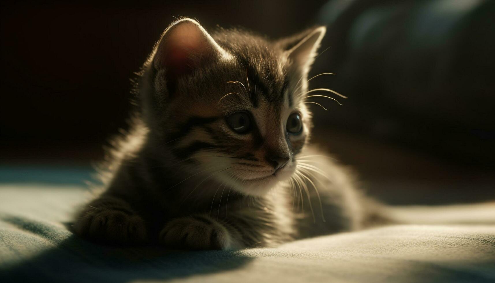linda gatito con suave pelo, curioso a cámara, juguetón y encantador generado por ai foto