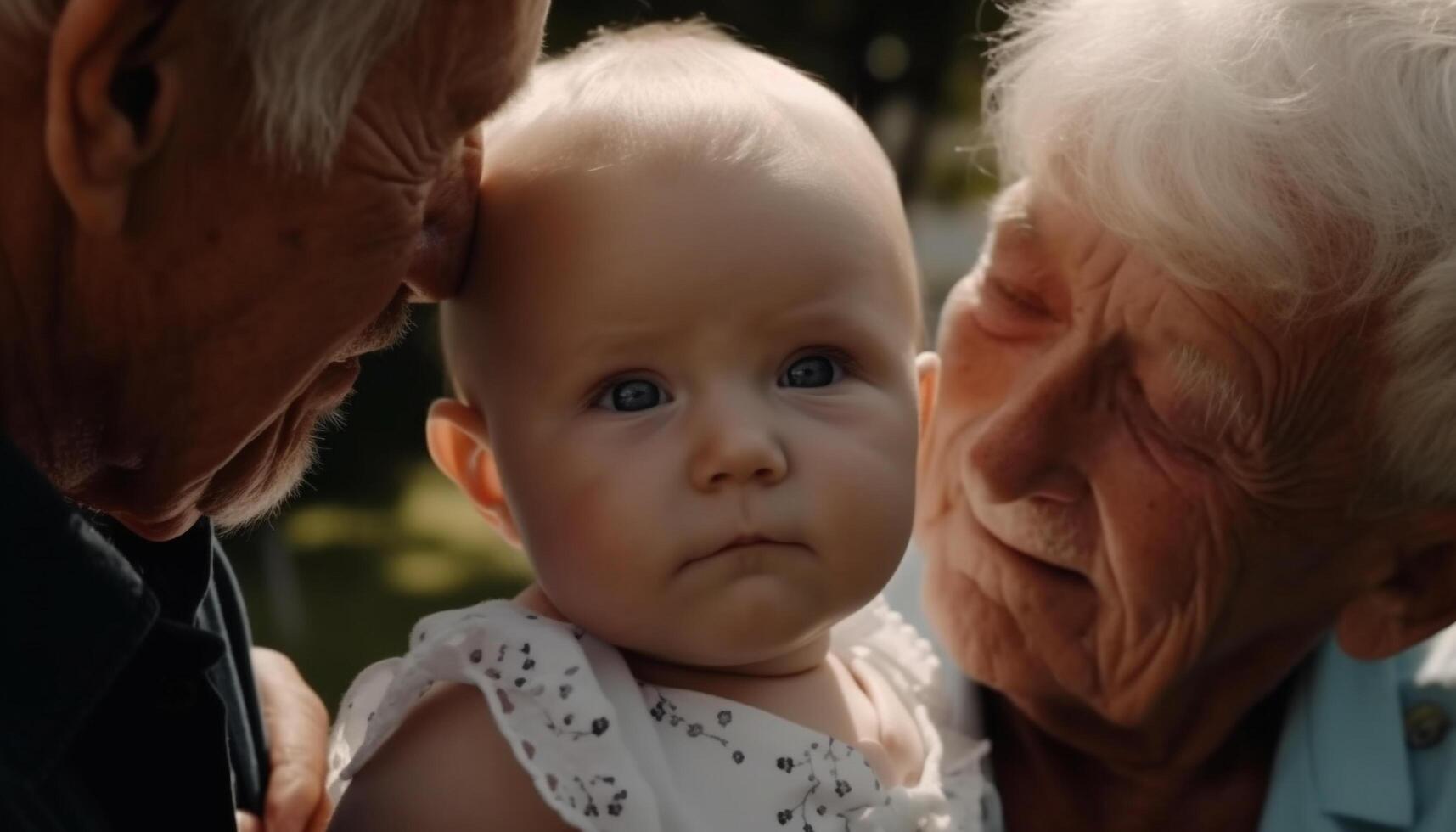 A happy multi generation family enjoying the outdoors, full of love generated by AI photo
