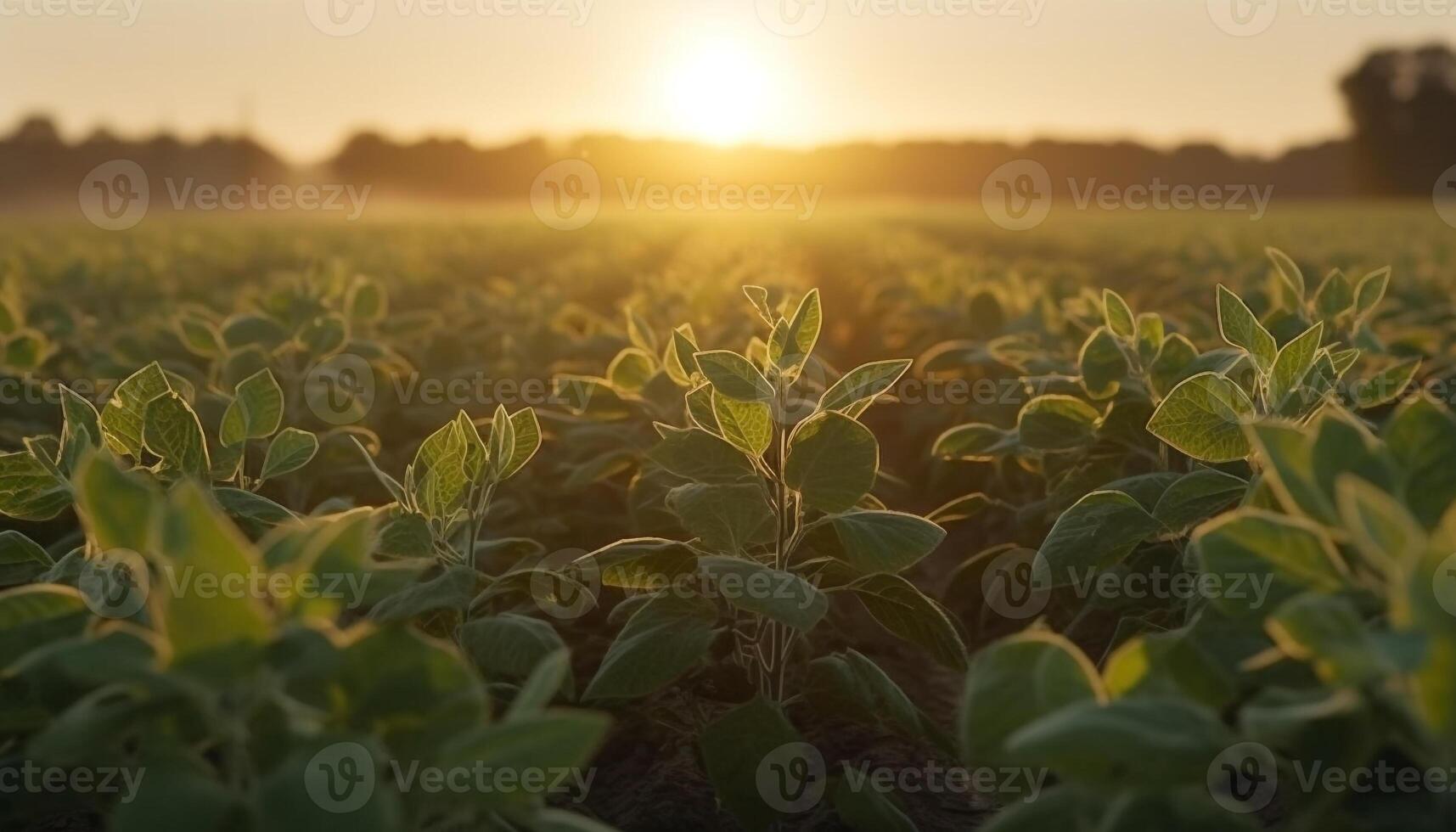 Nature beauty in a vibrant meadow, green leaves under sunlight generated by AI photo