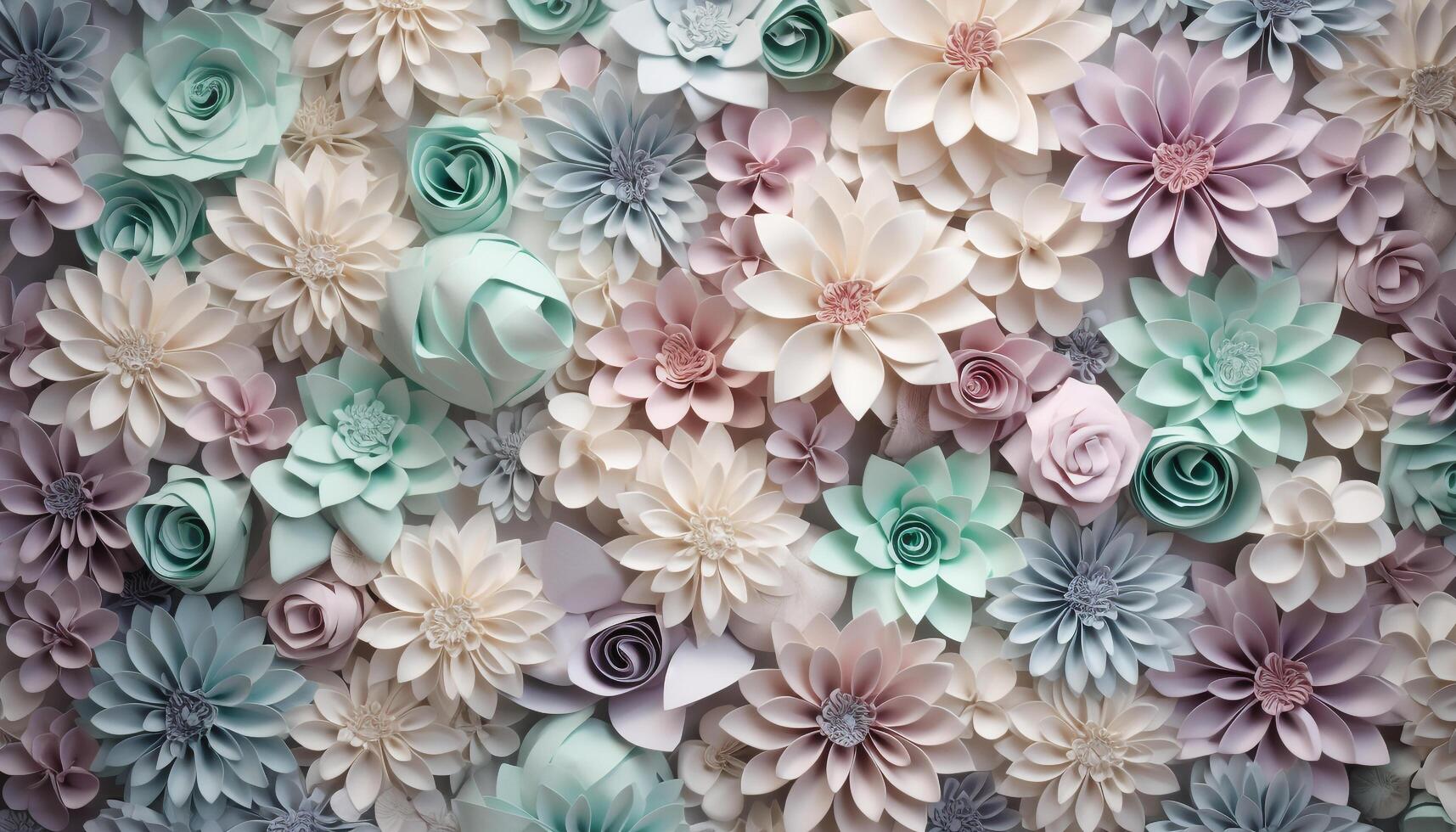 Abstract floral pattern in pink and green, a modern wallpaper design generated by AI photo
