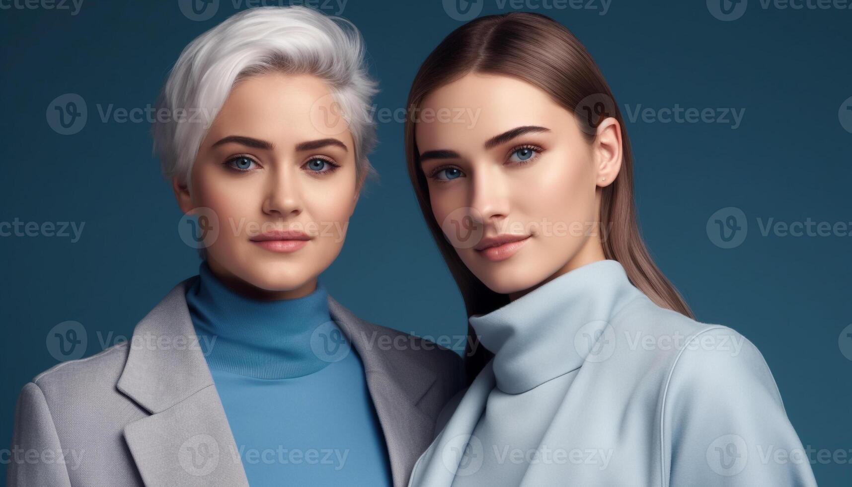 Beautiful adult Caucasian woman looking at camera with confidence and elegance generated by AI photo
