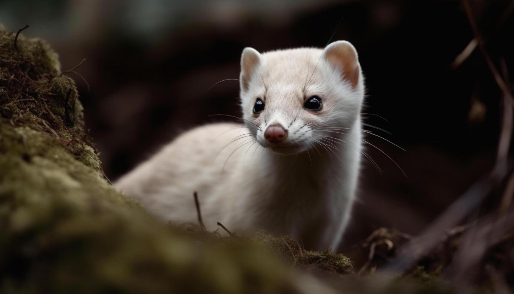 Cute mammal, small and fluffy, sitting in nature grassy embrace generated by AI photo
