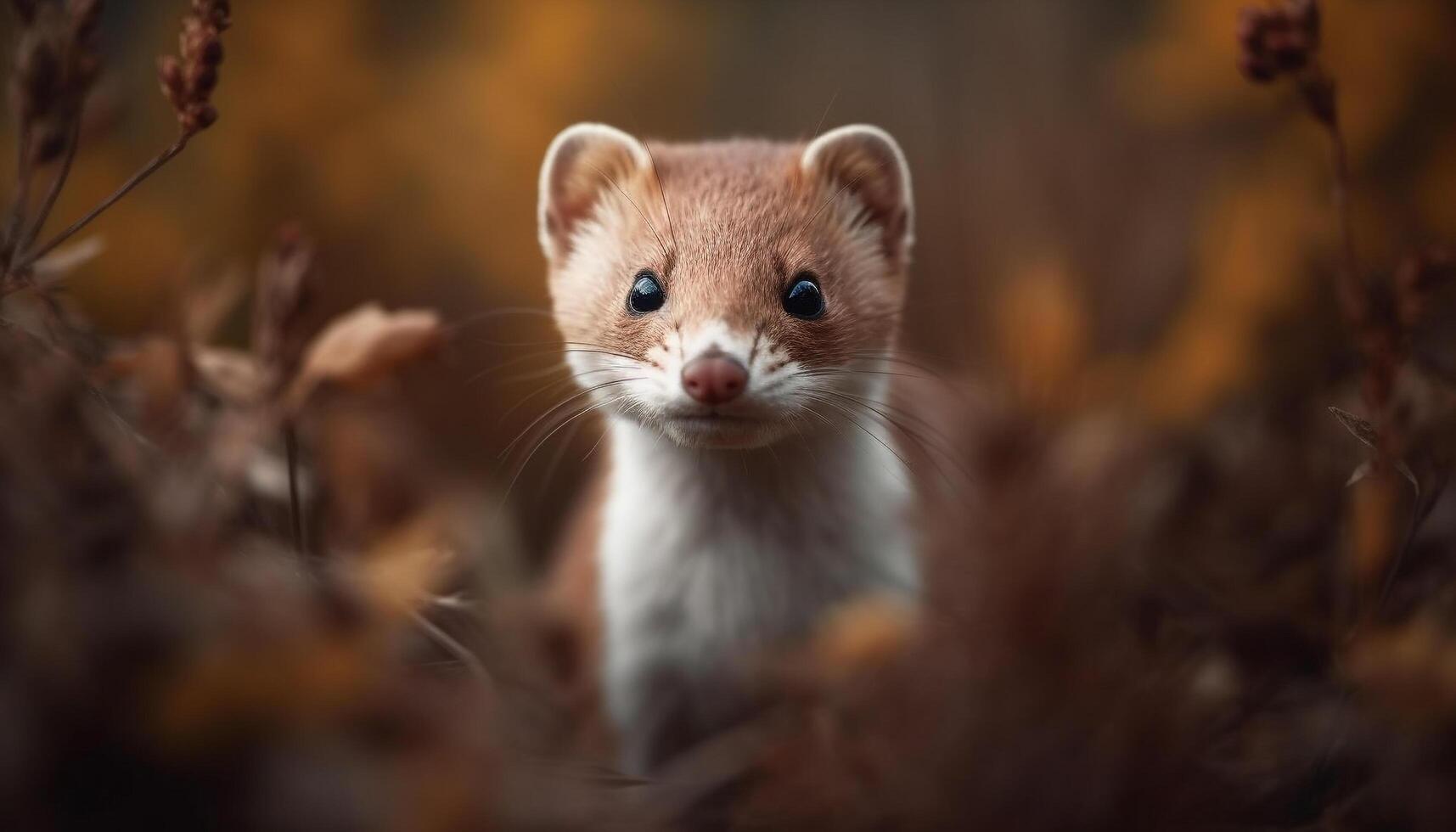 Cute mammal, small pet, young animal, fluffy, playful, looking at camera generated by AI photo