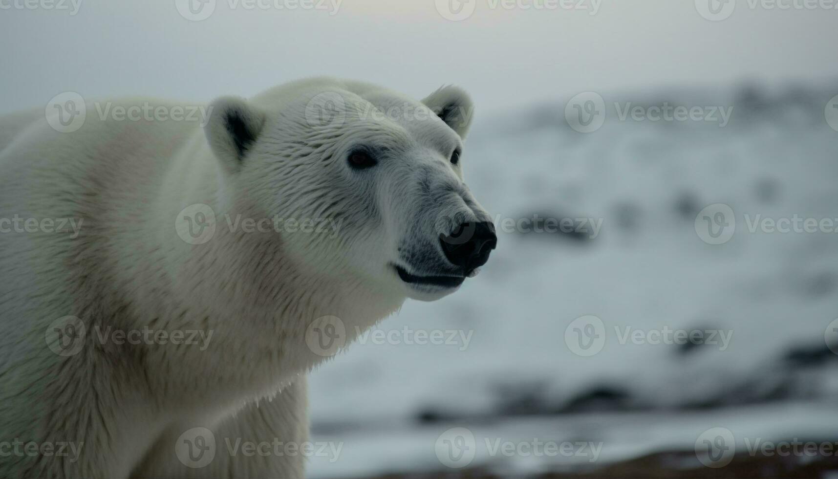 ártico mamífero en nieve, en peligro de extinción especies, tranquilo escena, selectivo atención generado por ai foto