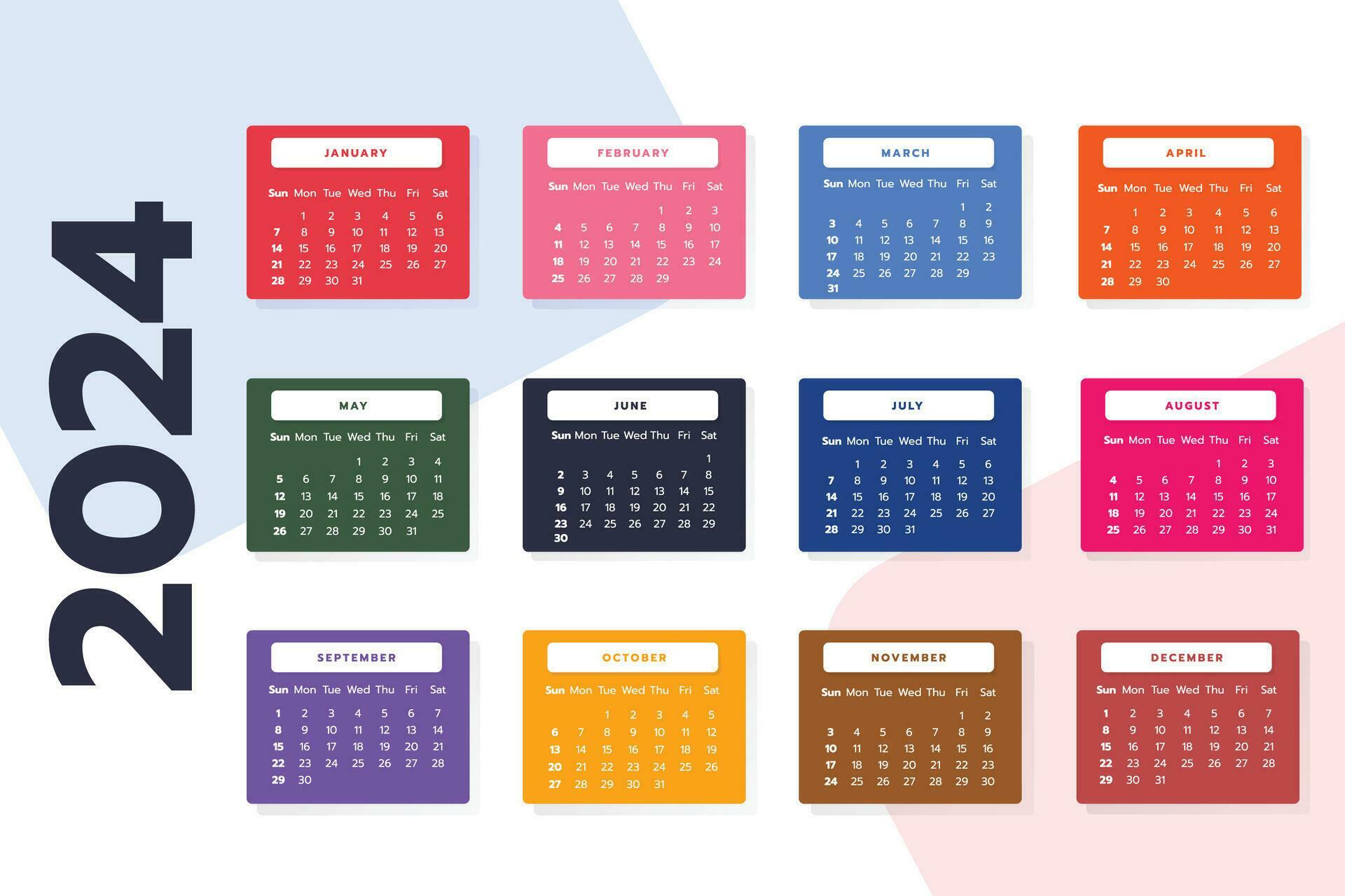 2024 Claendar Template Design 27734433 Vector Art at Vecteezy