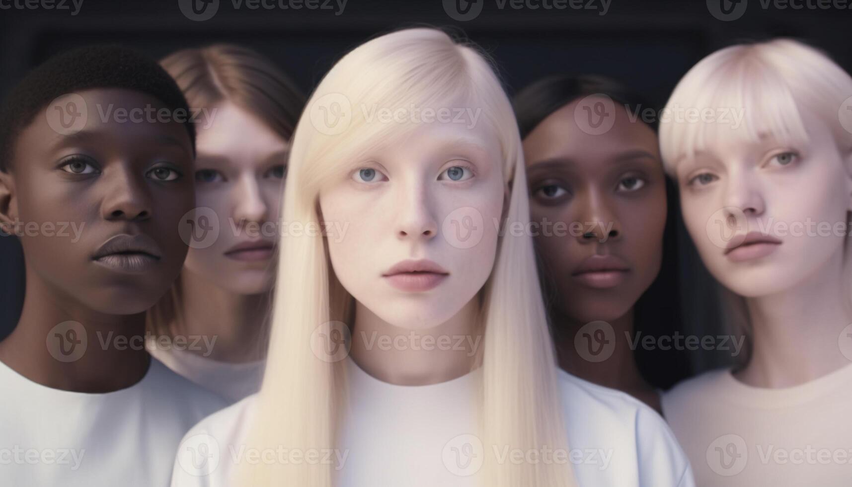 A diverse group of young women looking at the camera generated by AI photo